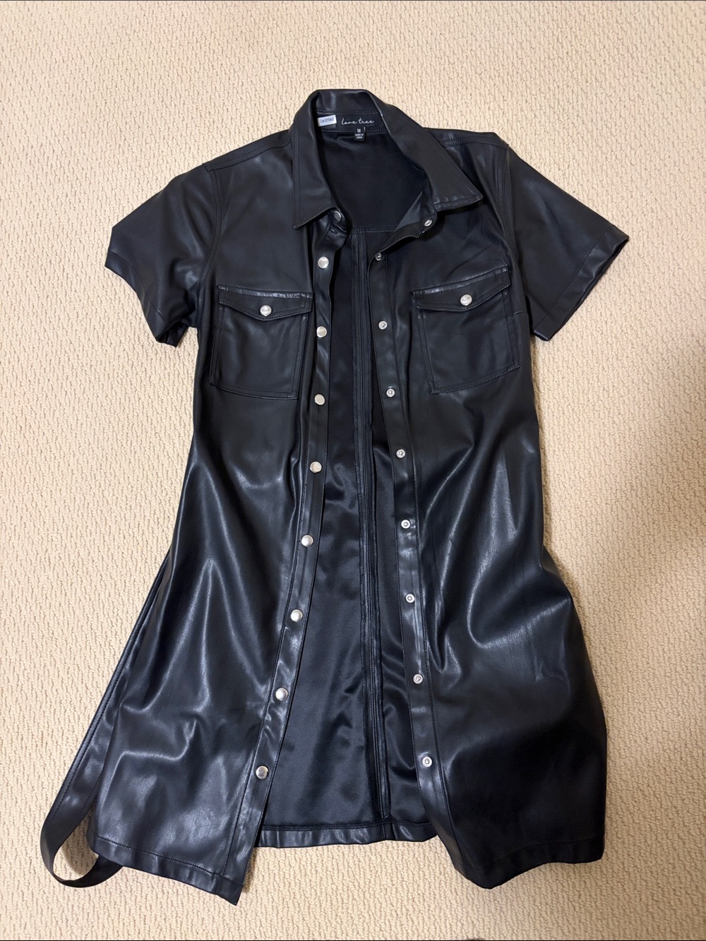 Love Tree | Belted Faux-Leather Mini Dress